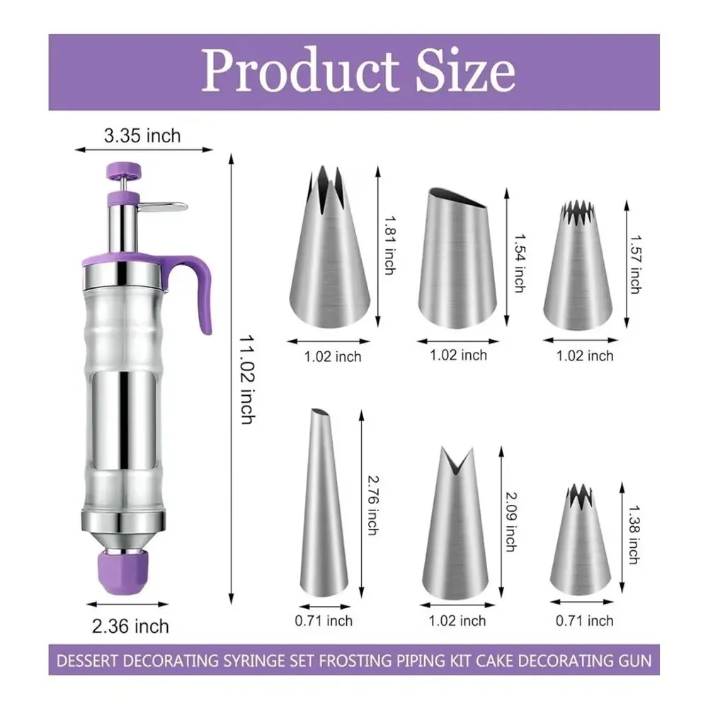 Dessert Decorating Set, Piping Cake Tool, 6 Tips, 2 Couplers, 9 Silicone Cups